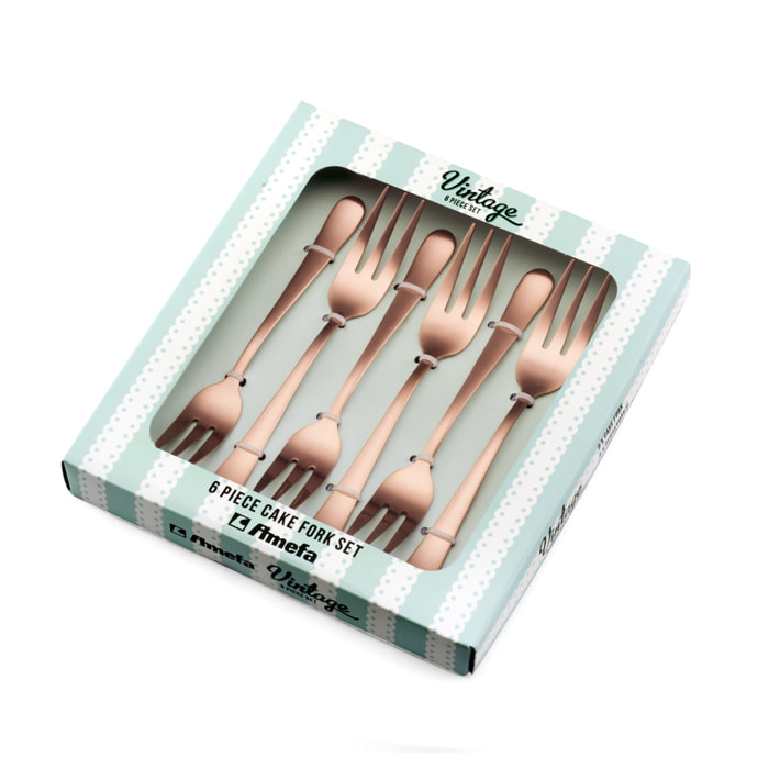 Texas - Coffret 6 pièces gâteaux Cuivre mat