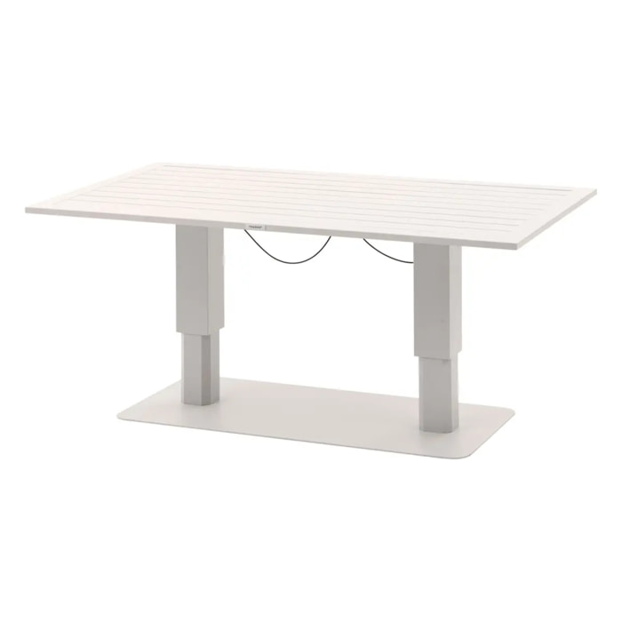 Table de jardin relevable rectangulaire "Salimia" avoine 150 x 80 x 69cm en aluminium