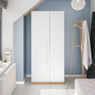 Armario Noa Dos Puertas 200x90x52 Cm Blanco Artik Y Roble Nodi