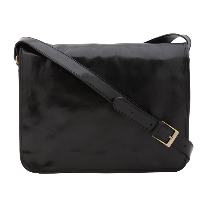 Borsa a tracolla uomo in vera pelle - Modello False - Made in Italy - 30.0 x 38.0 x 12.0 cm