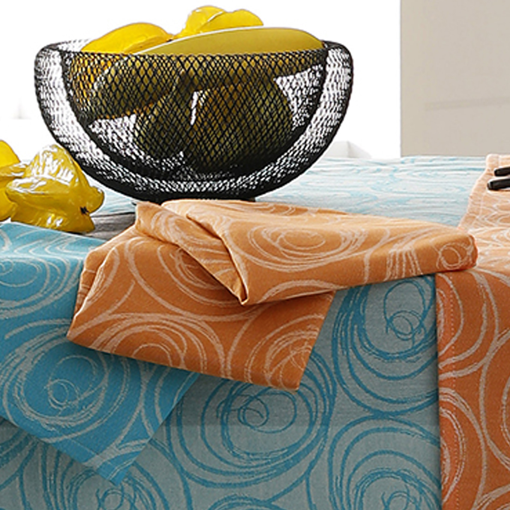 Lot de 3 serviettes de table spirale - Orange