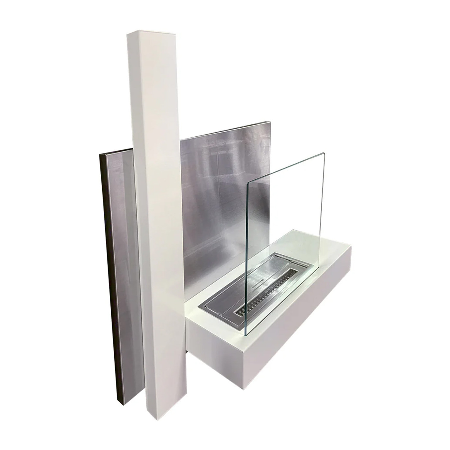 Vienna - Camino a bioetanolo da parete 65x23xH75 cm, colore bianco