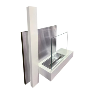 Vienna - Camino a bioetanolo da parete 65x23xH75 cm, colore bianco