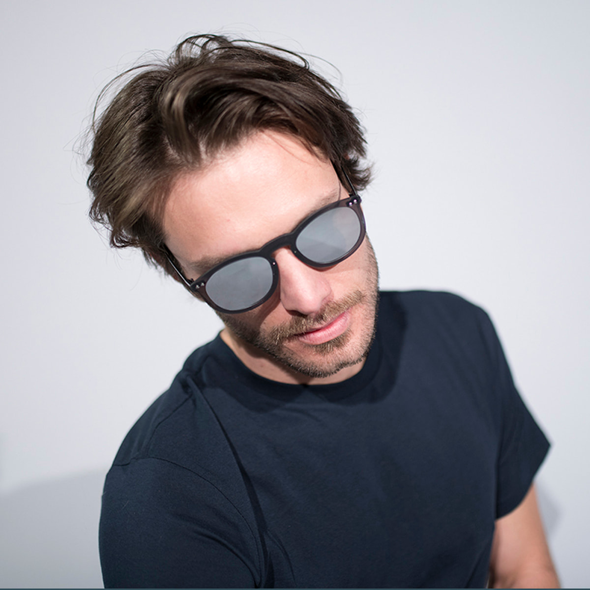 Gafas de sol PALO ALTO HELSINKI - Negro transparente / De espejo plateada y patillas de metal negro mate
