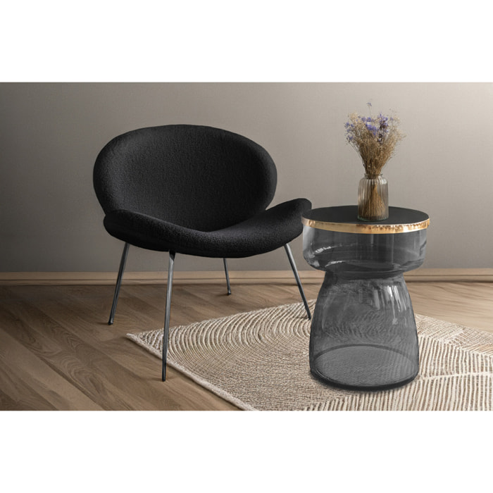 Set di 2 Poltrone Lounge Jaden in Bouclé Nero e Argento
