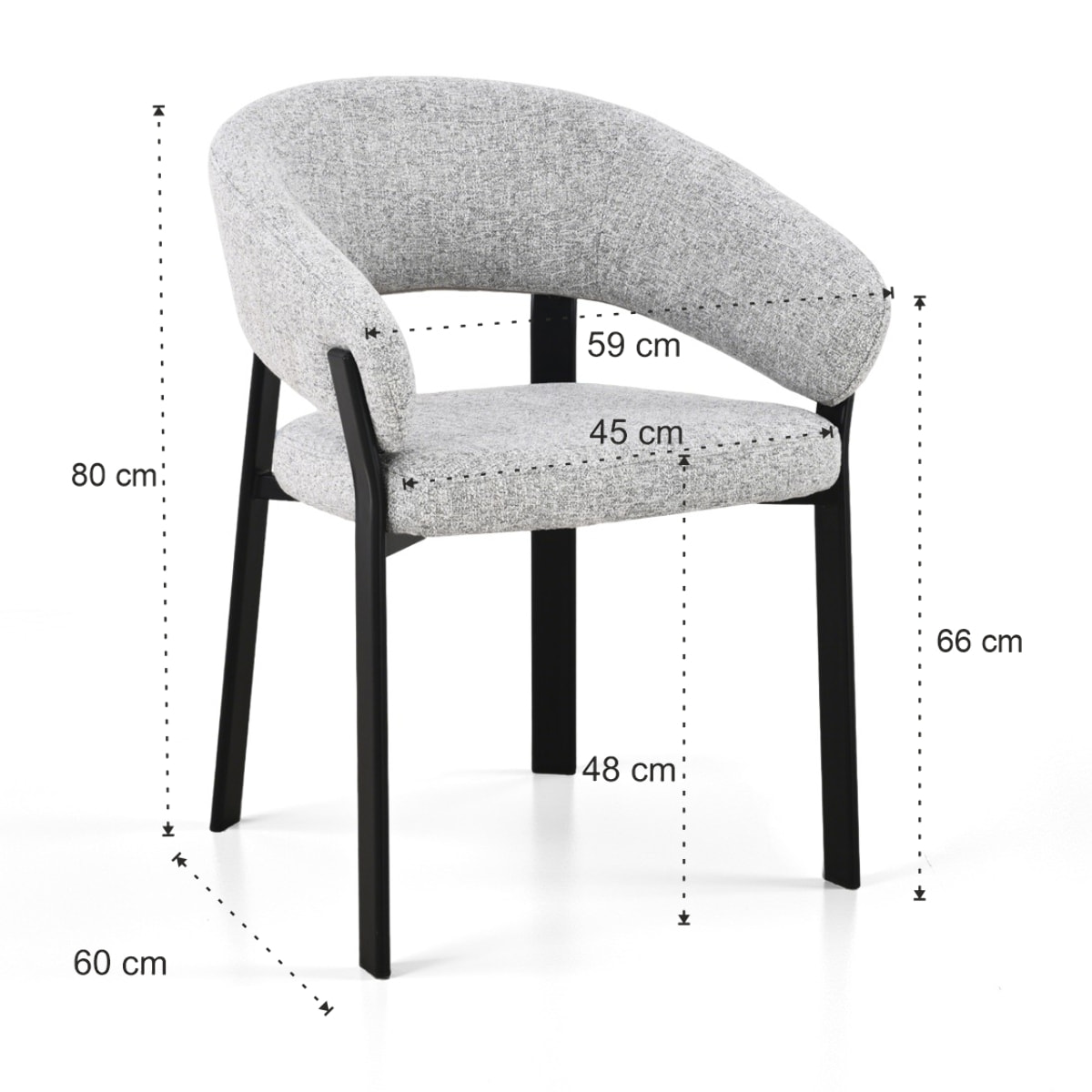 Lot de 2 chaises de salle à manger avec accoudoirs Tomasucci PIT, gris, H.80 L.59 P.60