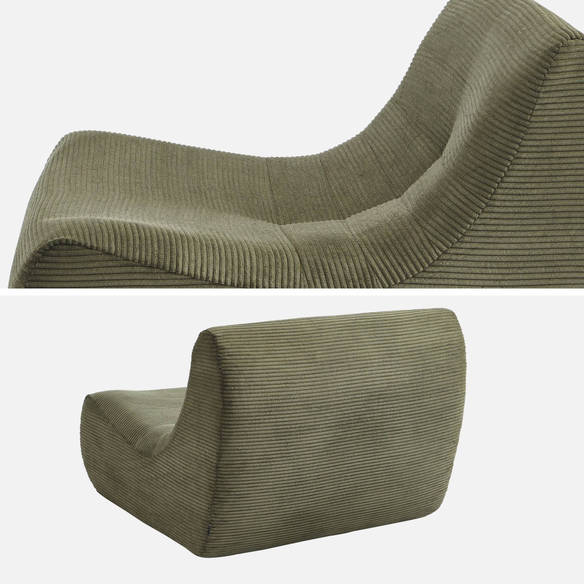 Chauffeuse velours côtelé 2 places kaki L 91 x P 105 x H 72 cm - SOKOL