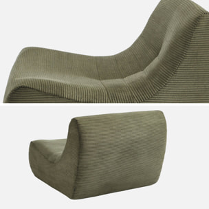 Chauffeuse velours côtelé 2 places kaki L 91 x P 105 x H 72 cm - SOKOL