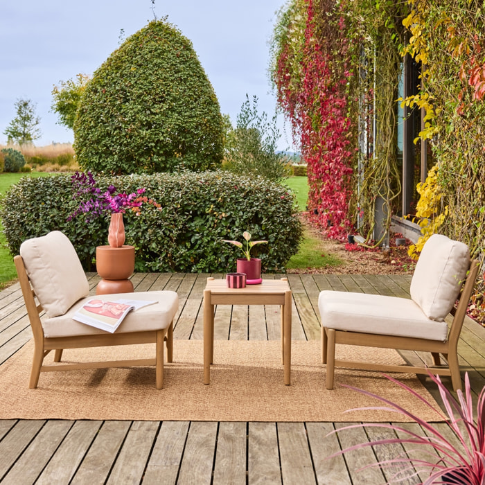 Salon de jardin bois d'acacia 2 places  LUNARI