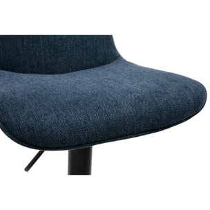 Tabourets de bar réglables pivotants 360° en tissu effet velours texturé bleu foncé et métal noir (lot de 2) BOOST