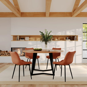 Table ronde 6 personnes en bois d'acacia et métal 140 cm - Moorea