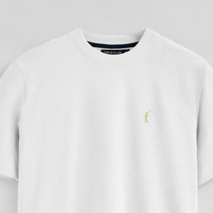 Camiseta blanca de algodón y lino con bordado Rigby Go