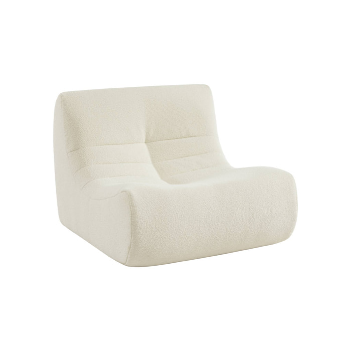 Lot de 2 fauteuils chauffeuses en bouclette texturée blanc style contemporain 1 place