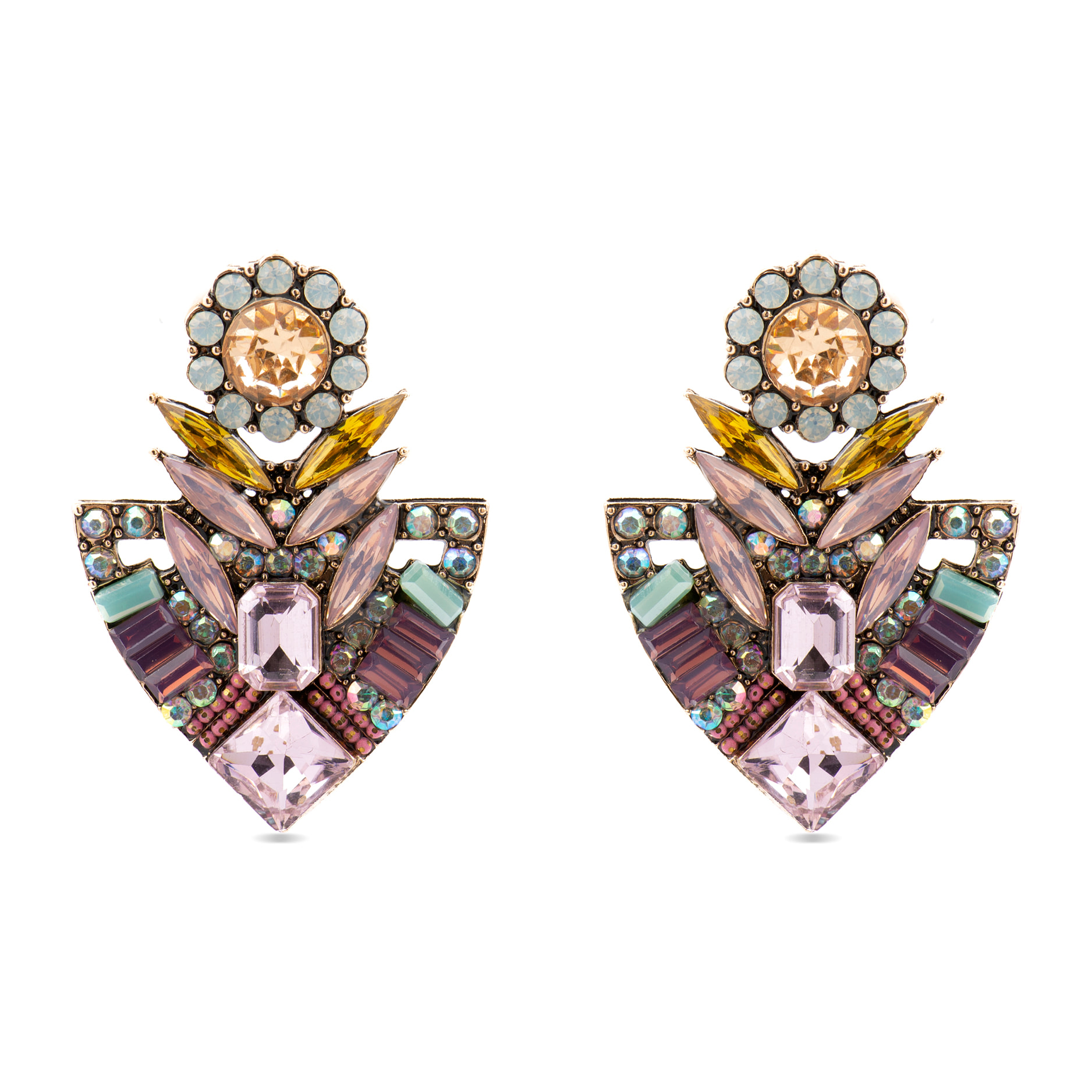 Pendientes con Cristal Multicolor acabado oro 18k