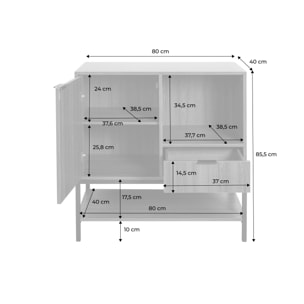 Buffet décor bois de noyer 1 porte 80cm WALNUT
