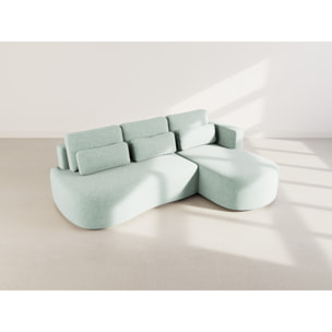 Mahina - canapé d'angle droit 4 places convertible avec coffre en tissu texturé - Bleu