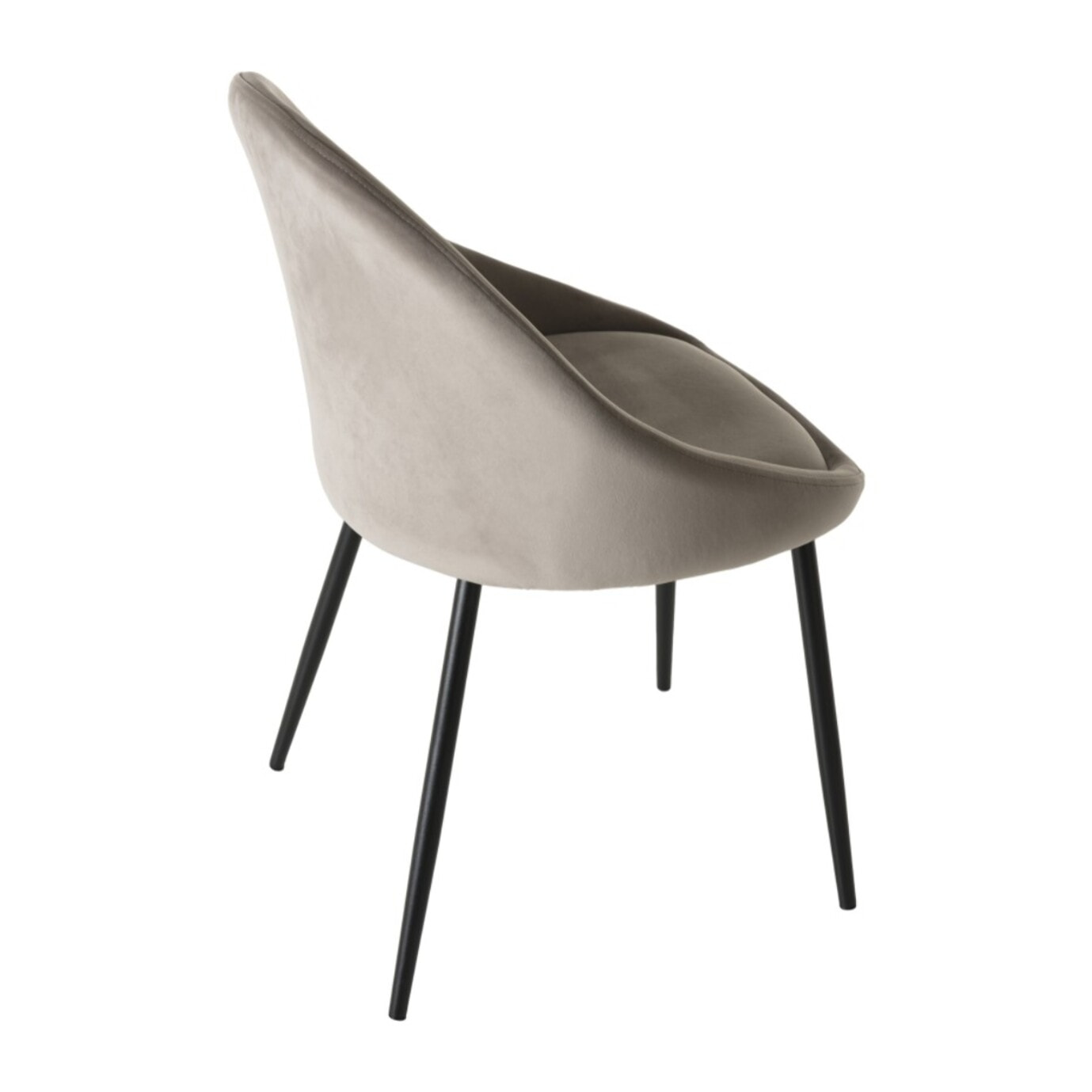 TOM - Lot de 2 chaises velours chamois beige pieds métal noir