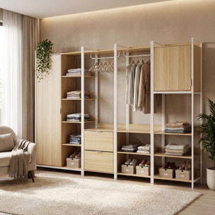 Kit dressing modulable décor bois et métal 4 éléments CLEVER
