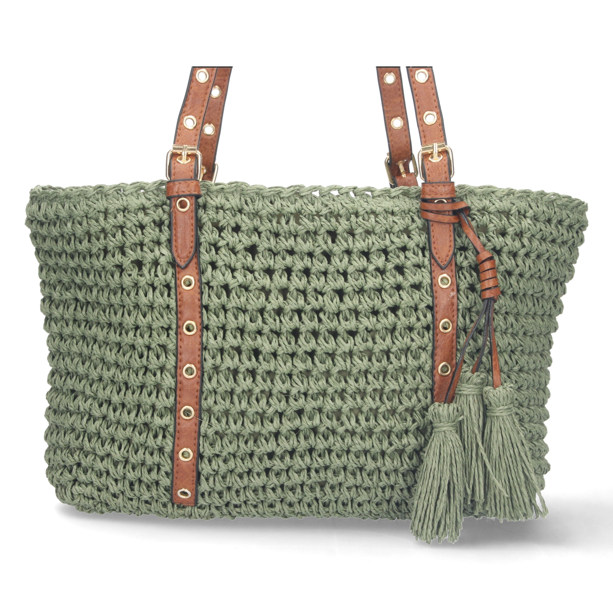 Bolso de Hombro Rafia y Cremallera