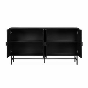 Buffet de rangement noir. Bazalt. quatre portes. deux étagères. buffet haut. vaisselier. L 157.5 x l 39 x H 83cm