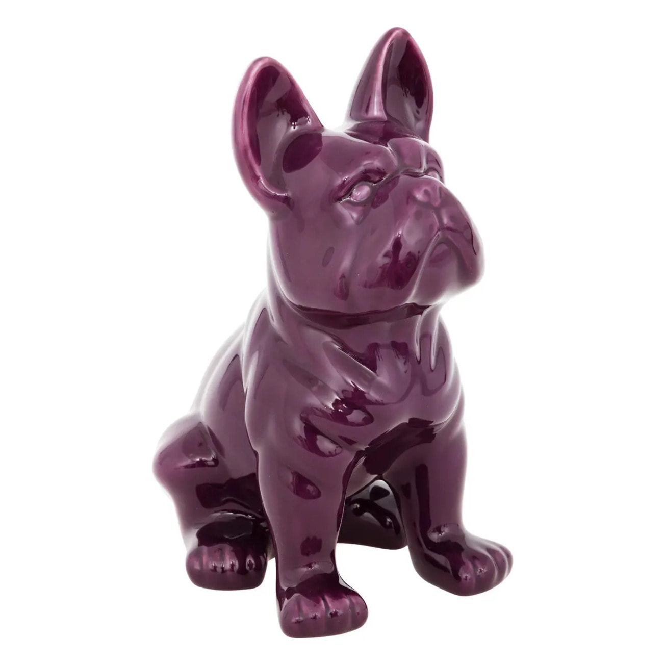 Statuette Bulldog céramique violet H12cm