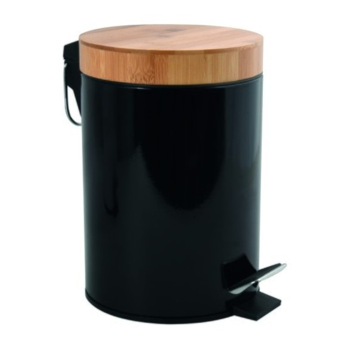 Poubelle à  pédale Acier & Bambou AZA 3L Noir MSV