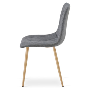 Set di 2 sedie Libra in tessuto grigio scuro e gambe effetto legno
