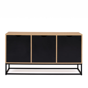 Buffet Manhattan 3 portes bois et noir L113cm