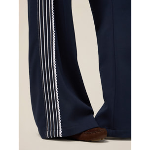 Oltre - Pantalones palazzo de felpa talla - Azul