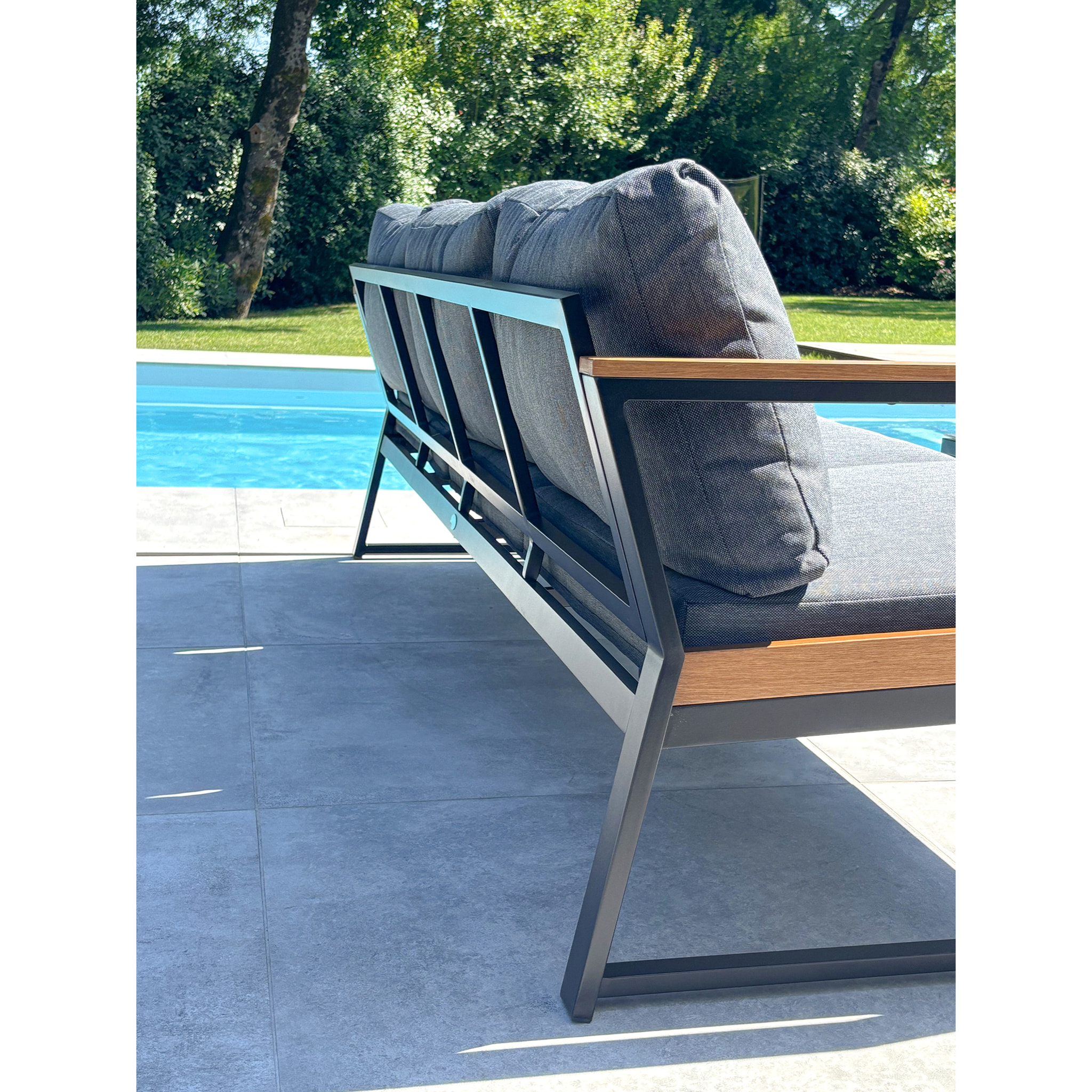 TADEO - Salon de jardin bas 5 places - Noir