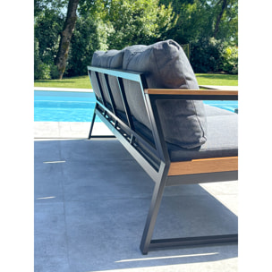 TADEO - Salon de jardin bas 5 places - Noir