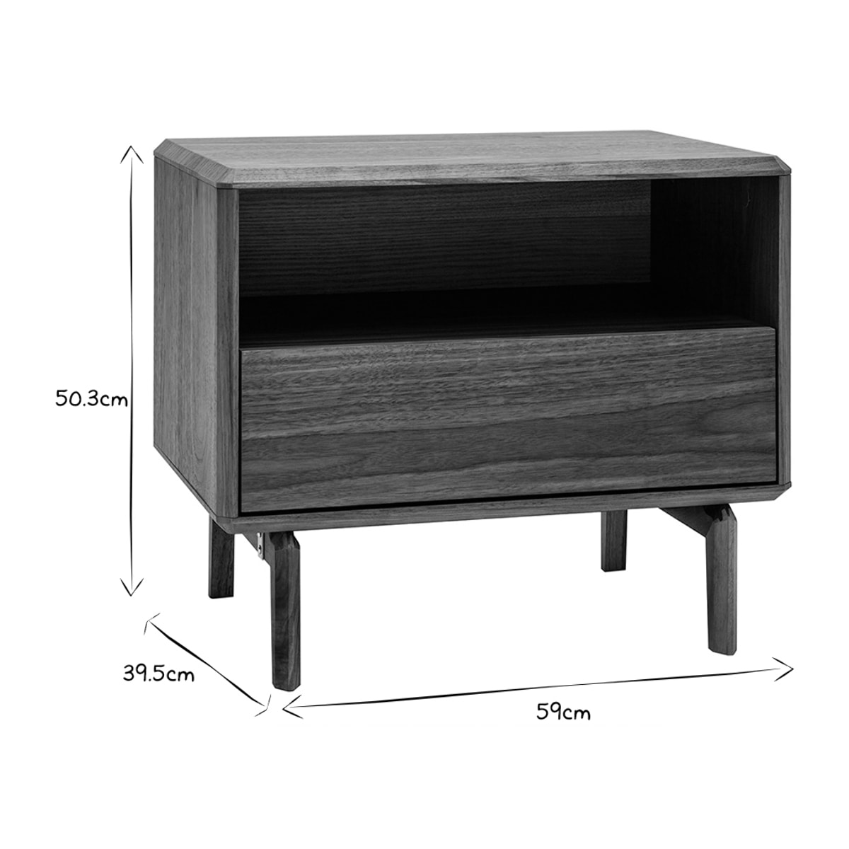 Table de chevet bois foncé noyer SUVA