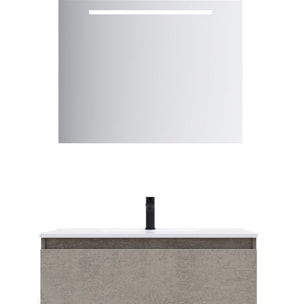 Ensemble vasque intégrée 1 tiroir + miroir - HUDSON