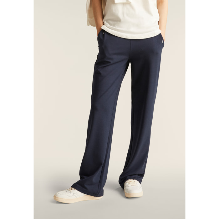 Pantaloni Comfort Fit con gamba dritta e Dettagli in Strass