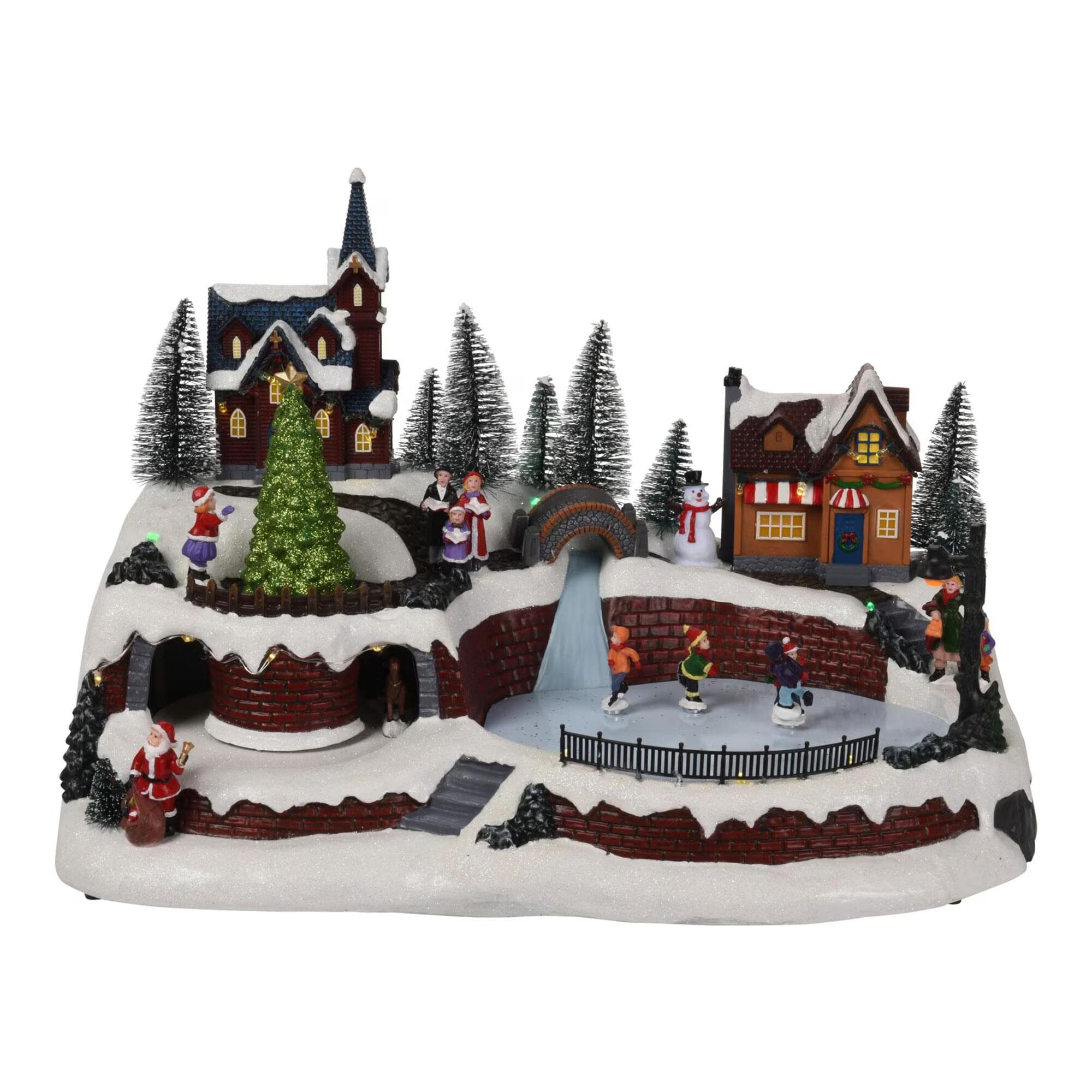 Escena de navidad decorativa con luces led y música 41x26x27cm