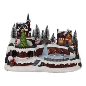 Escena de navidad decorativa con luces led y música 41x26x27cm