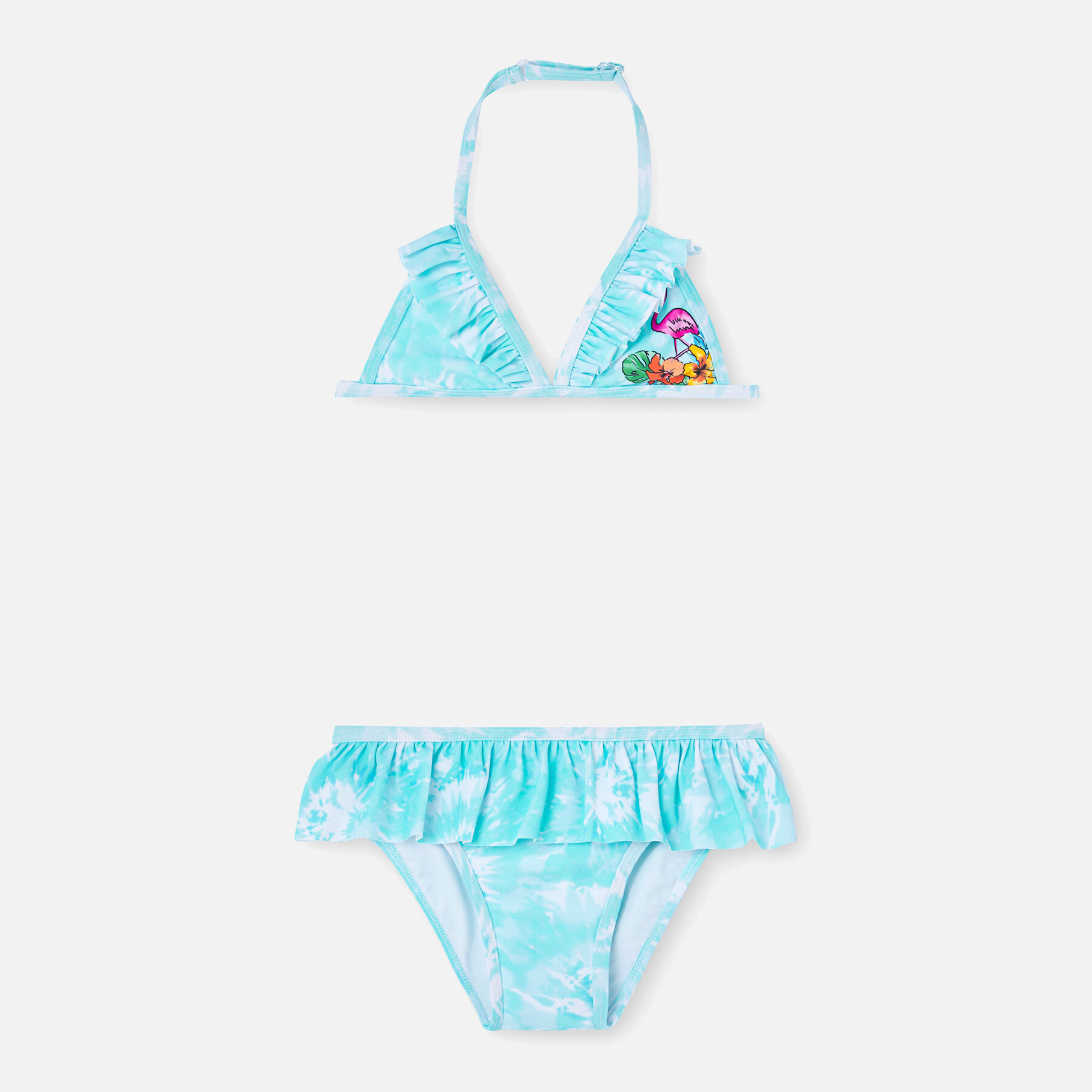 Bikini estampada niÃ±a, algodÃ³n, estampado, azul claro