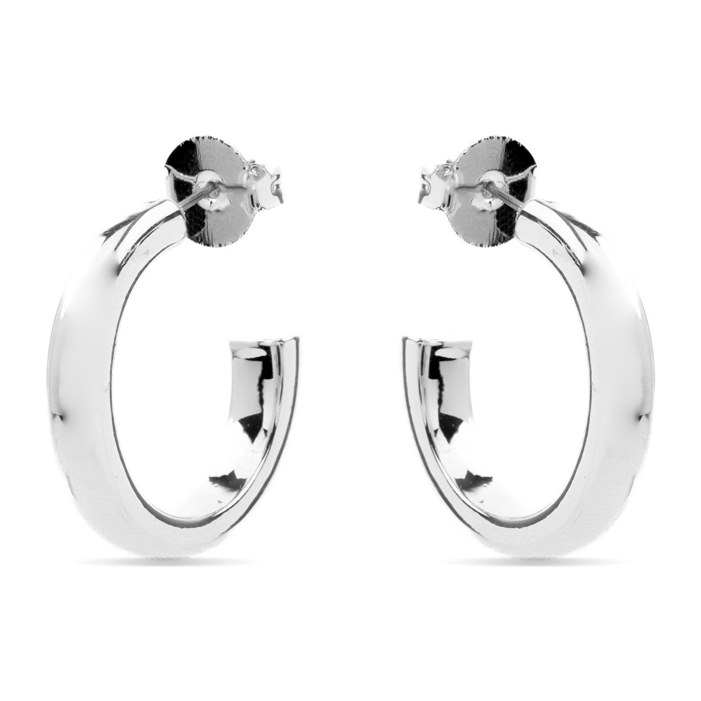 Pendientes de 25mm de diámetro acabados en rodio