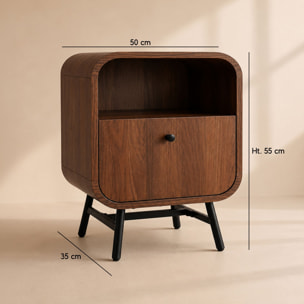 Table de chevet effet bois et pieds en métal marron OREE