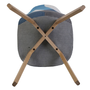 Chaise Patchwork Bleu Gris - Lot De 4