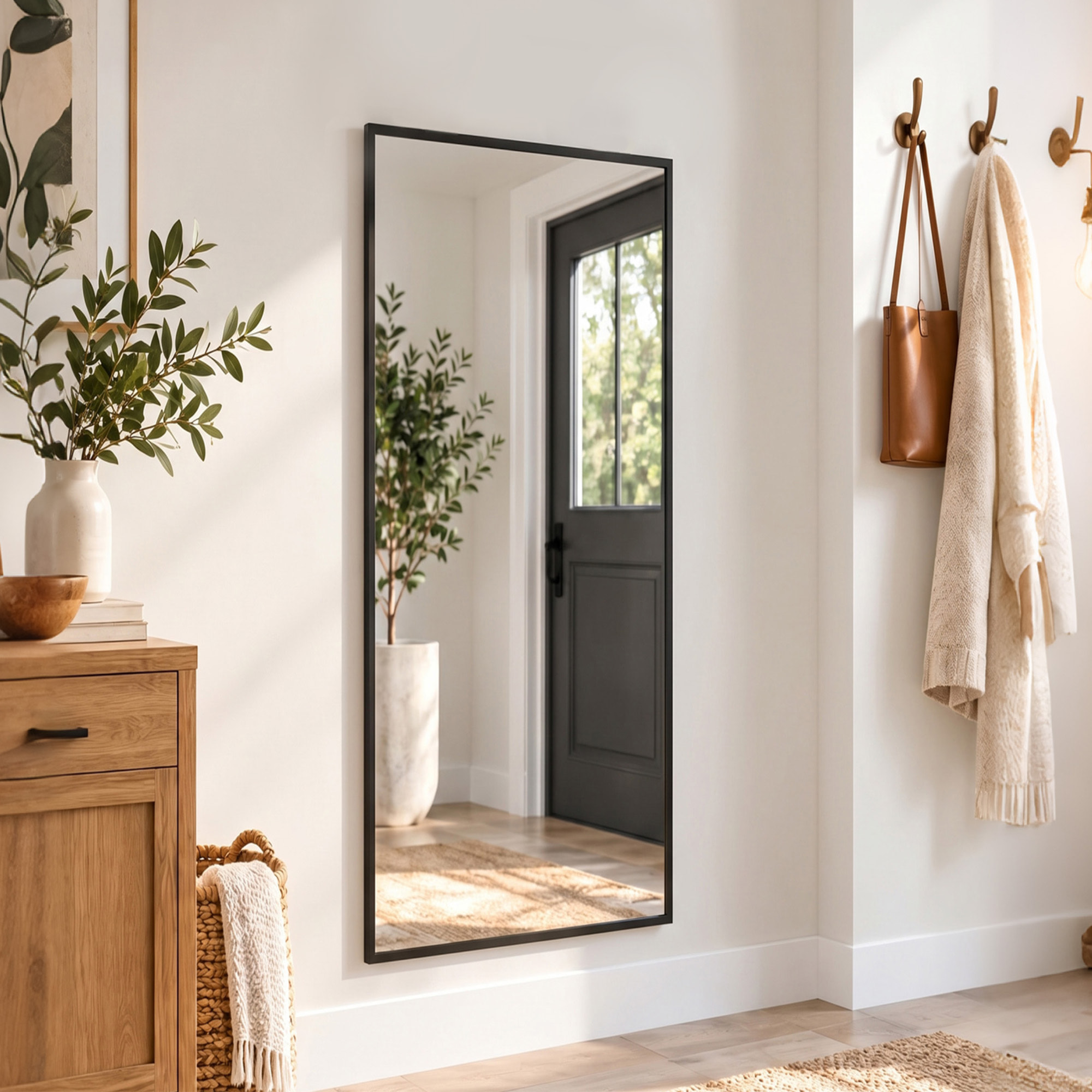 Miroir mural rectangulaire 110x40cm alu noir