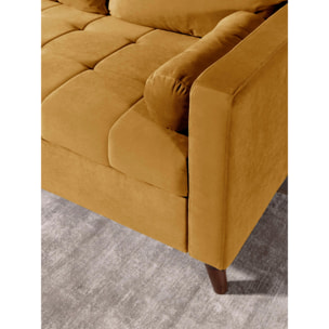 POLAR - Canapé d'angle réversible convertible - en velours au design scandinave - 4 places - Jaune