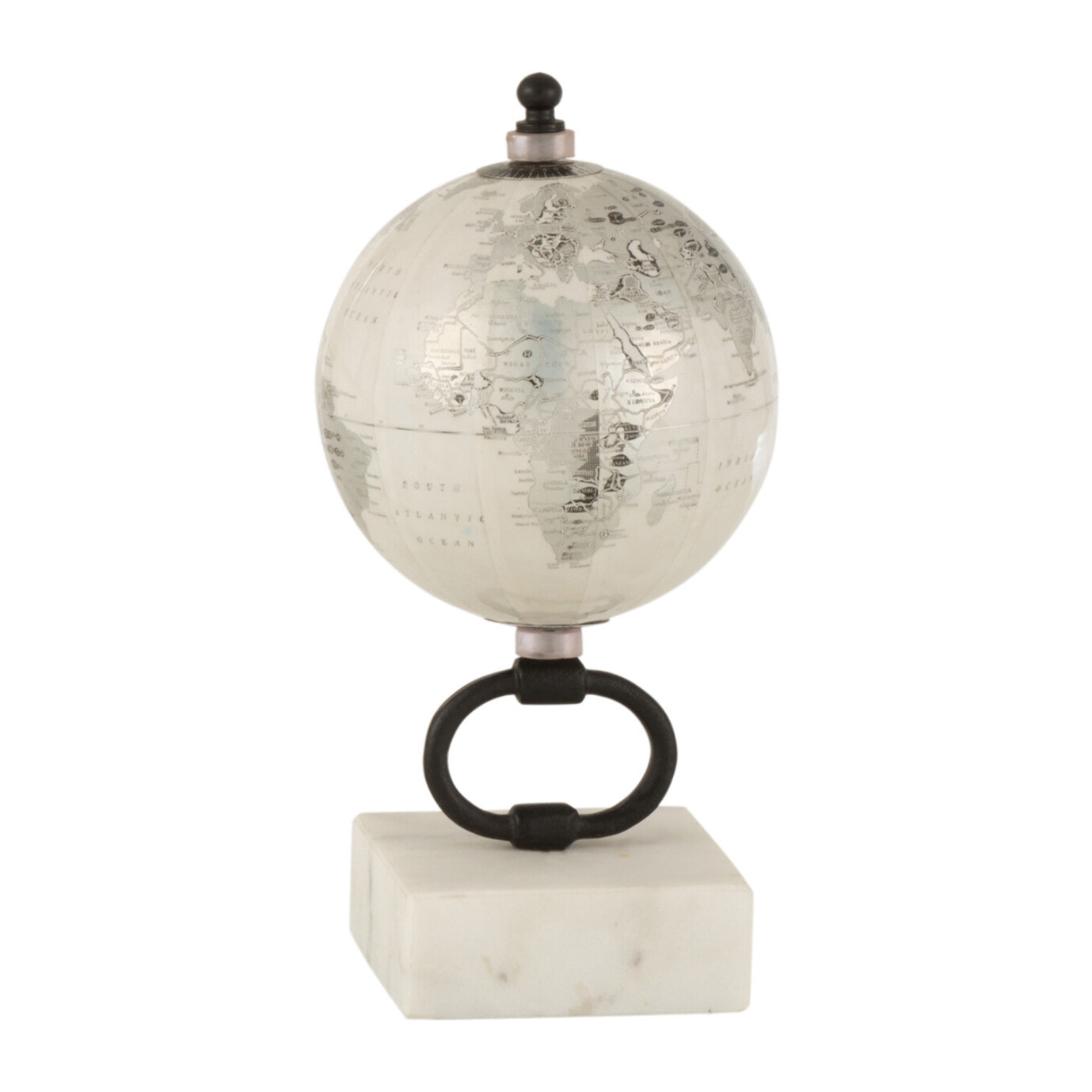 J-Line globe Sur Pied Marbre - métal - blanc/argent/noir - small