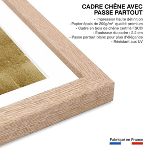 Affiche graphique Golden ocean Affiche + cadre en bois - Chêne