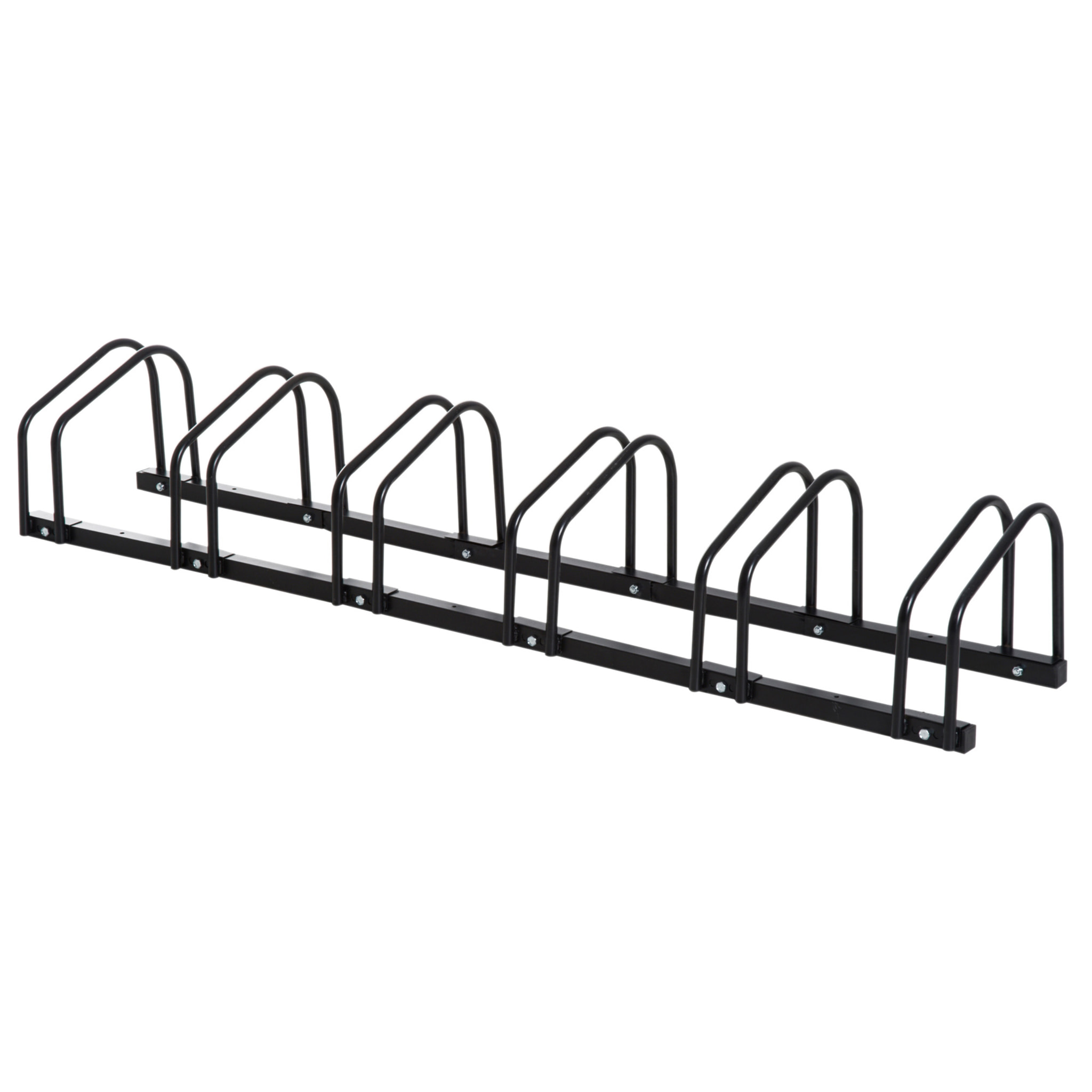 Aparcamiento para 6 Bicicletas Soporte de Acero para Aparcar Bicicletas en el Suelo o Pared Estacionamiento para Interior y Exterior 179x33x27 cm Negro