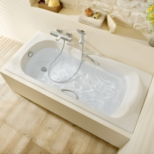 Baignoire Ove + pare bain chromé