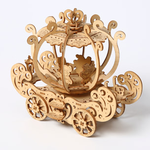Modello in legno 3D, design di carrozza di zucca con movimento meccanico. 82 pezzi.