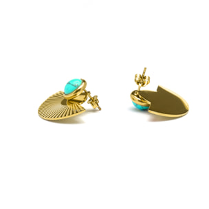 Pendientes de Turquesa acabados en oro amarillo de 18K- Ria