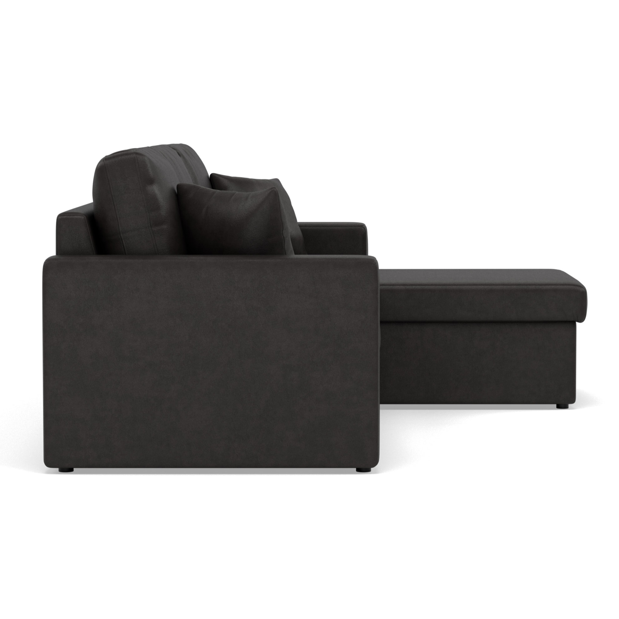 Cyrus - Canapé d'angle réversible 4 places - convertible avec coffre - en simili - Noir