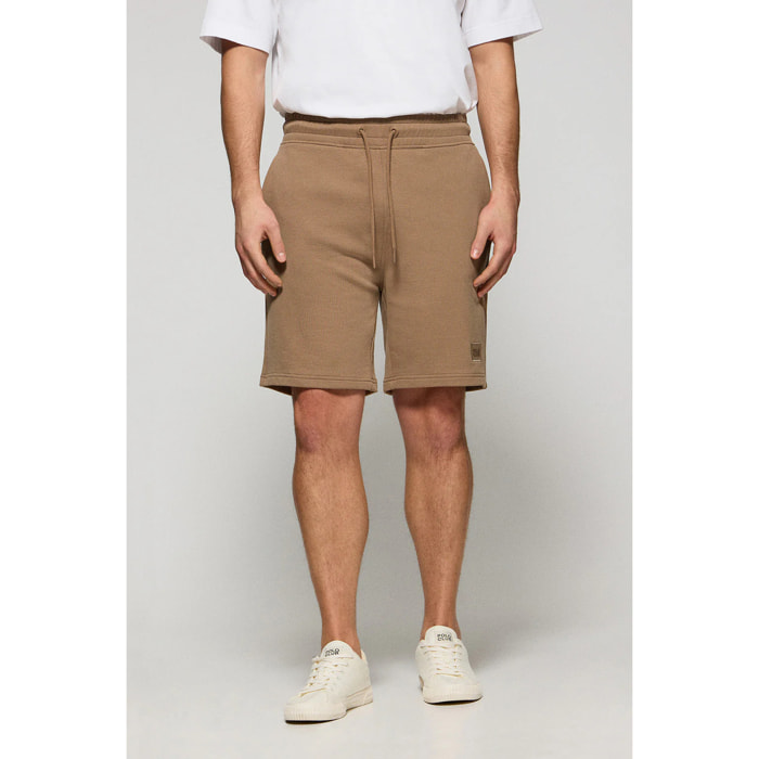 Bermuda Jonas in cotone moka relaxed fit con toppa in twill in gomma Polo Club
